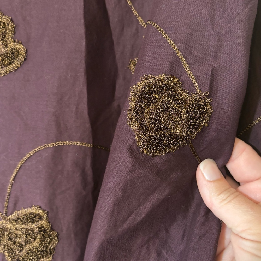 Pure J Jill Brown Wine Color Valley Floral Embroidered Boho Boxy Top Sz XL - Picture 8 of 11